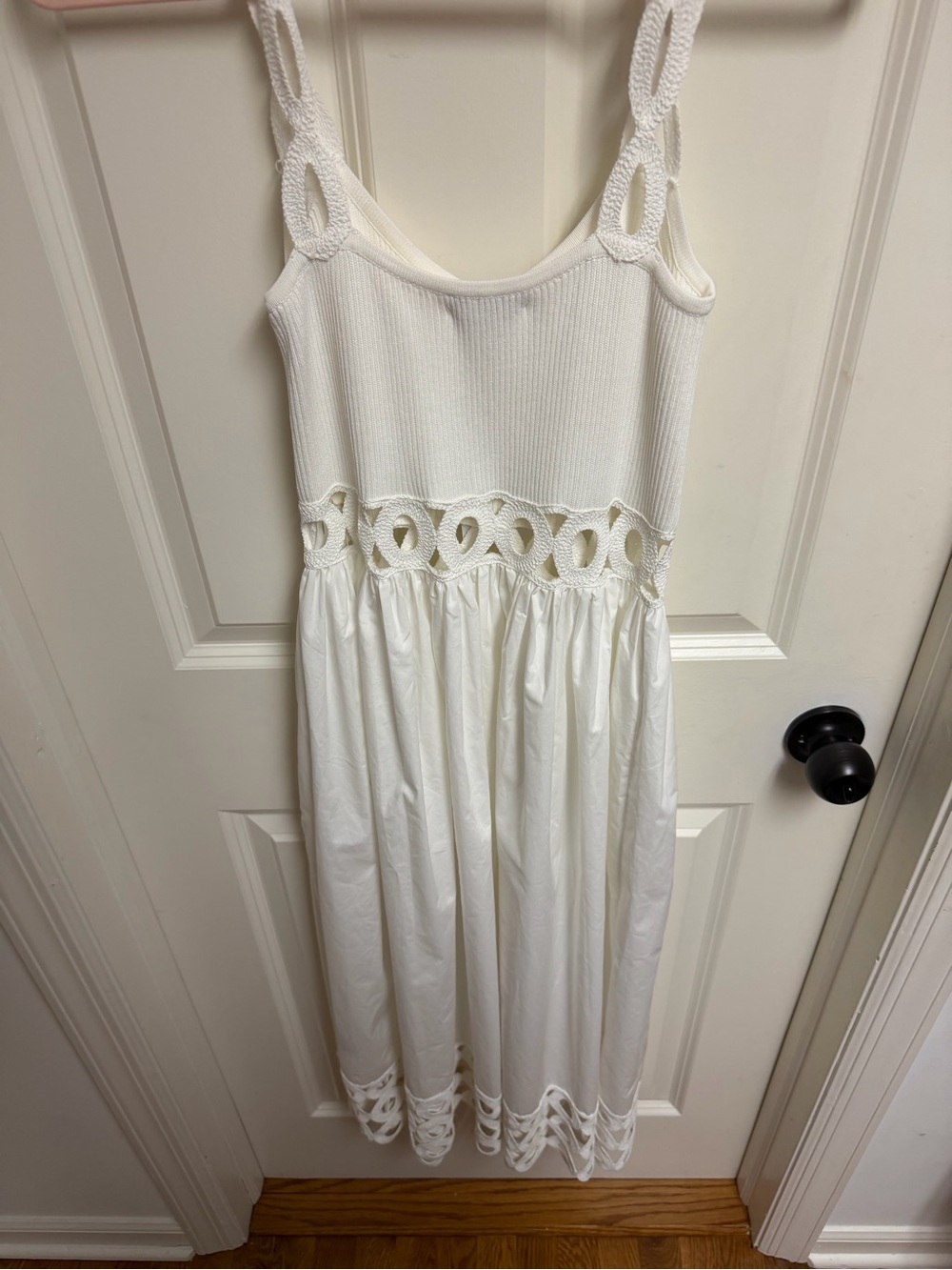 Reiss Rita Rib-Knit Woven Mix Cut-Out Midi Dress Size Small - Picture 8 of 10